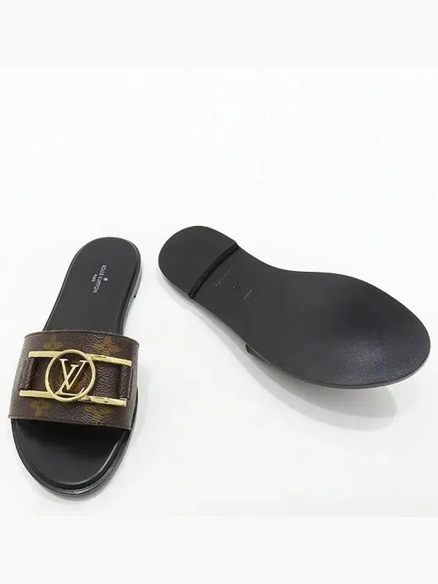 1A64M Monogram Lock It Flat Mule Slippers Size 36 230MM