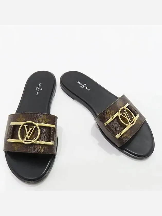 1A64M Monogram Lock It Flat Mule Slippers Size 36 230MM