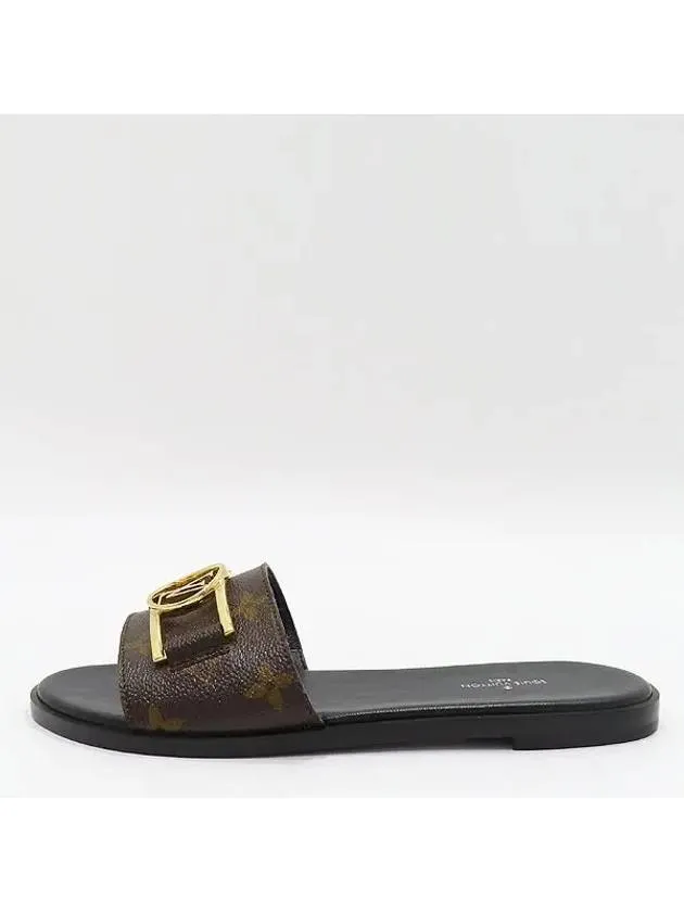 1A64M Monogram Lock It Flat Mule Slippers Size 36 230MM