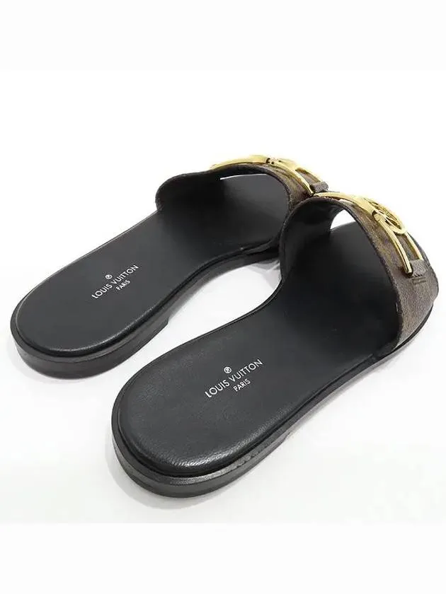 1A64M Monogram Lock It Flat Mule Slippers Size 36 230MM