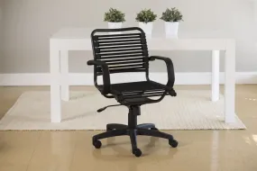 37" All Black Flat Bungee Cord Mid Back Office Chair By Homeroots