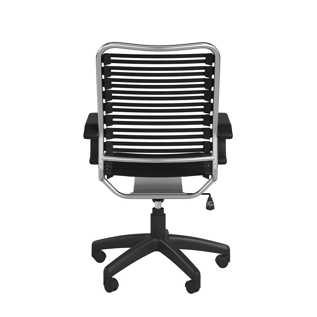 42" Black and Chrome Flat Bungee Cord High Back Office Chair By Homeroots