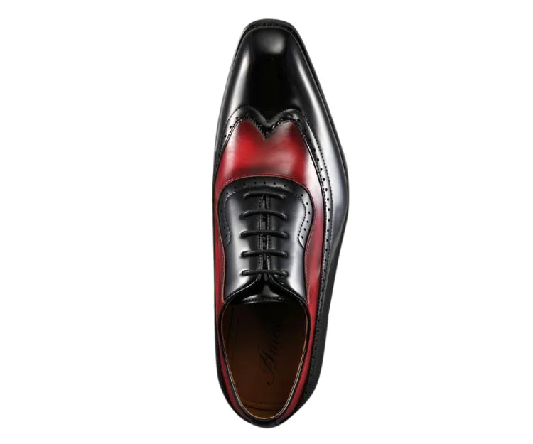 Amali Everett Two Tone Wingtip Oxfords Men's Pu Leather Black Red