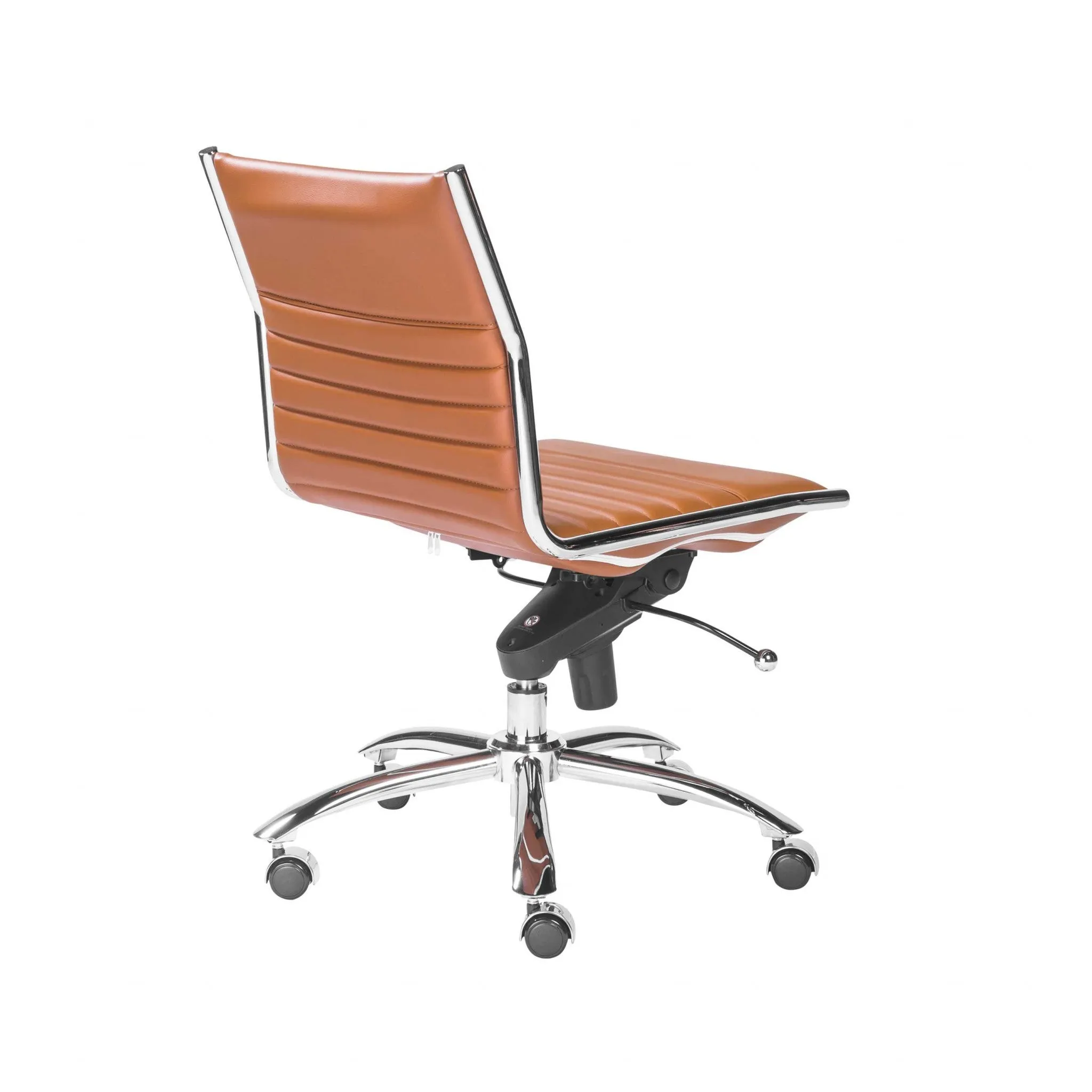 Armless Low Back Office Chair in Cognac with Chrome Base By Homeroots
