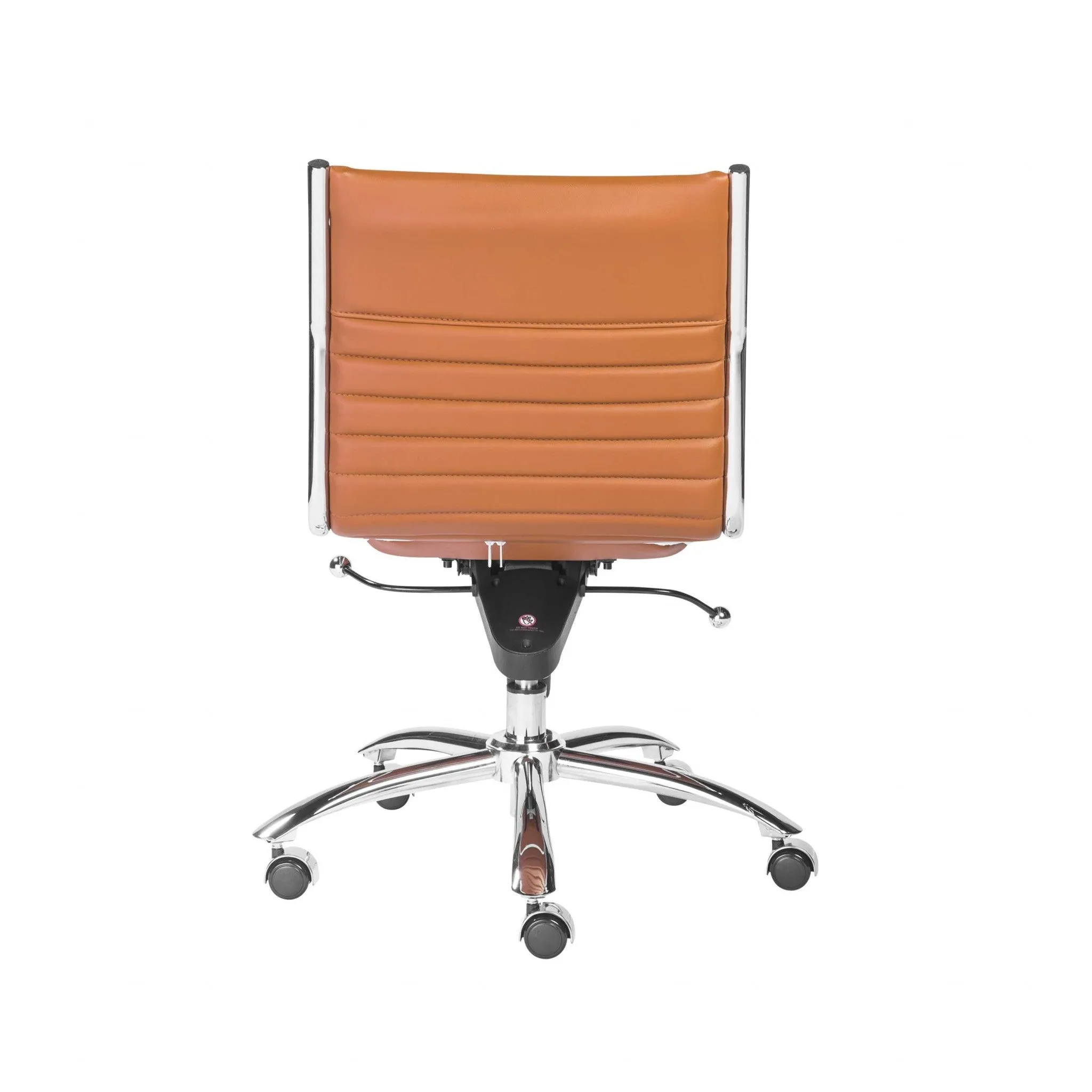 Armless Low Back Office Chair in Cognac with Chrome Base By Homeroots