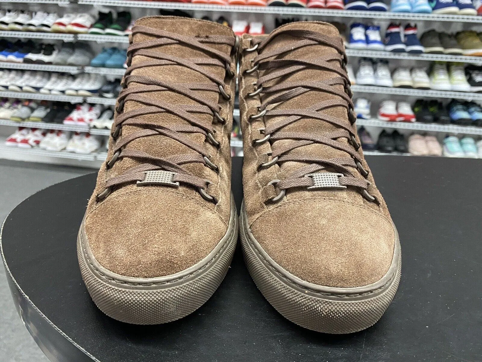 Balenciaga Patchwork High Top Trainer Brown Suede  Men's Size 9 US