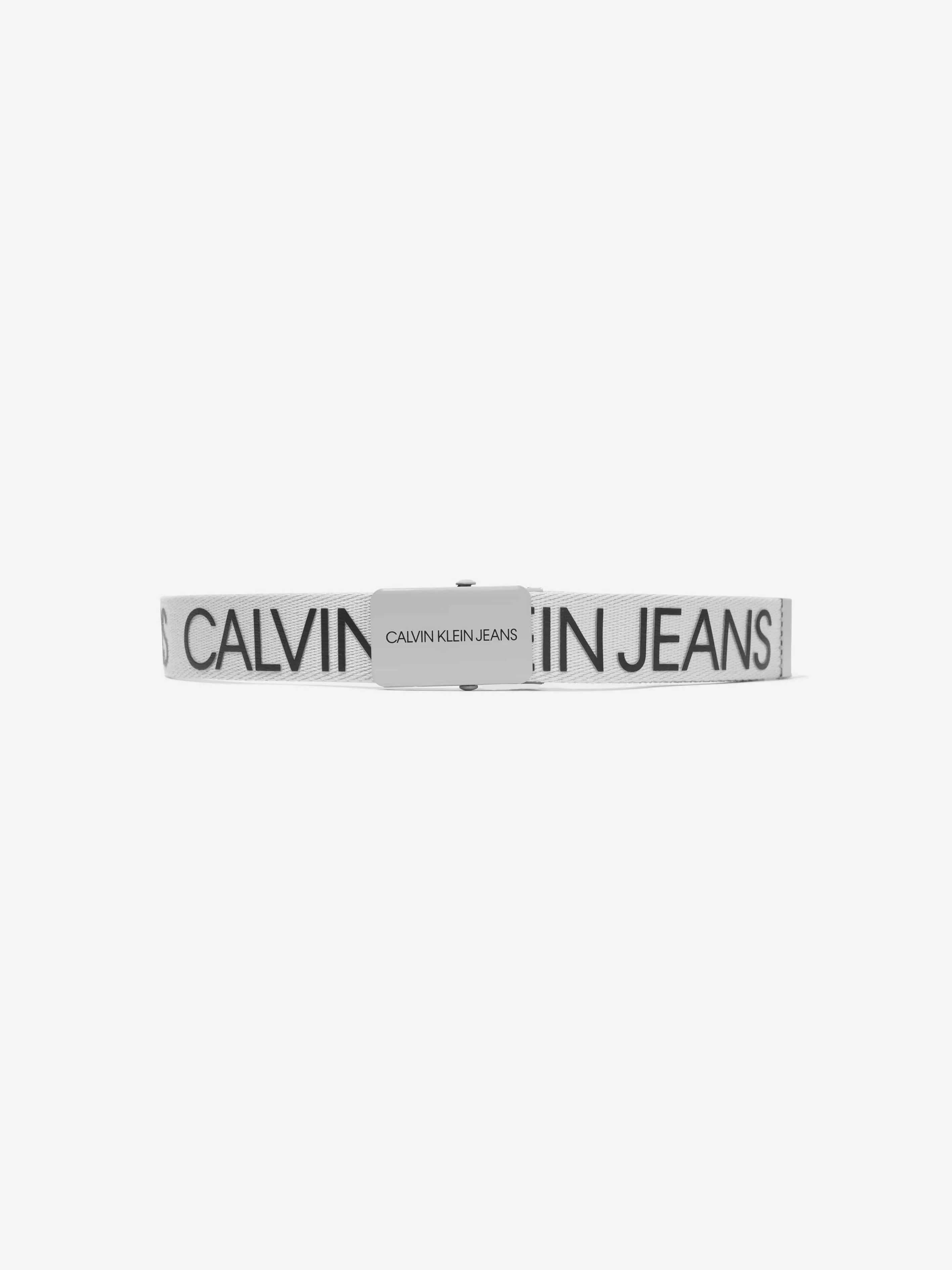 Calvin Klein Kids Canvas Logo Belt in White