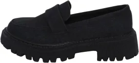 Chunky Loafers Women Wide Slip On Shoes Comfortable Platform Loafers Leather Lug Sole Loafers Casual Penny Loafers