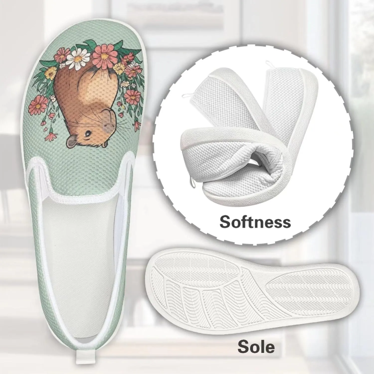 Cute Capybara Otter Print Work Shoes Flat Tennis Business Walking Loafer Outdoor Sneaker for Women