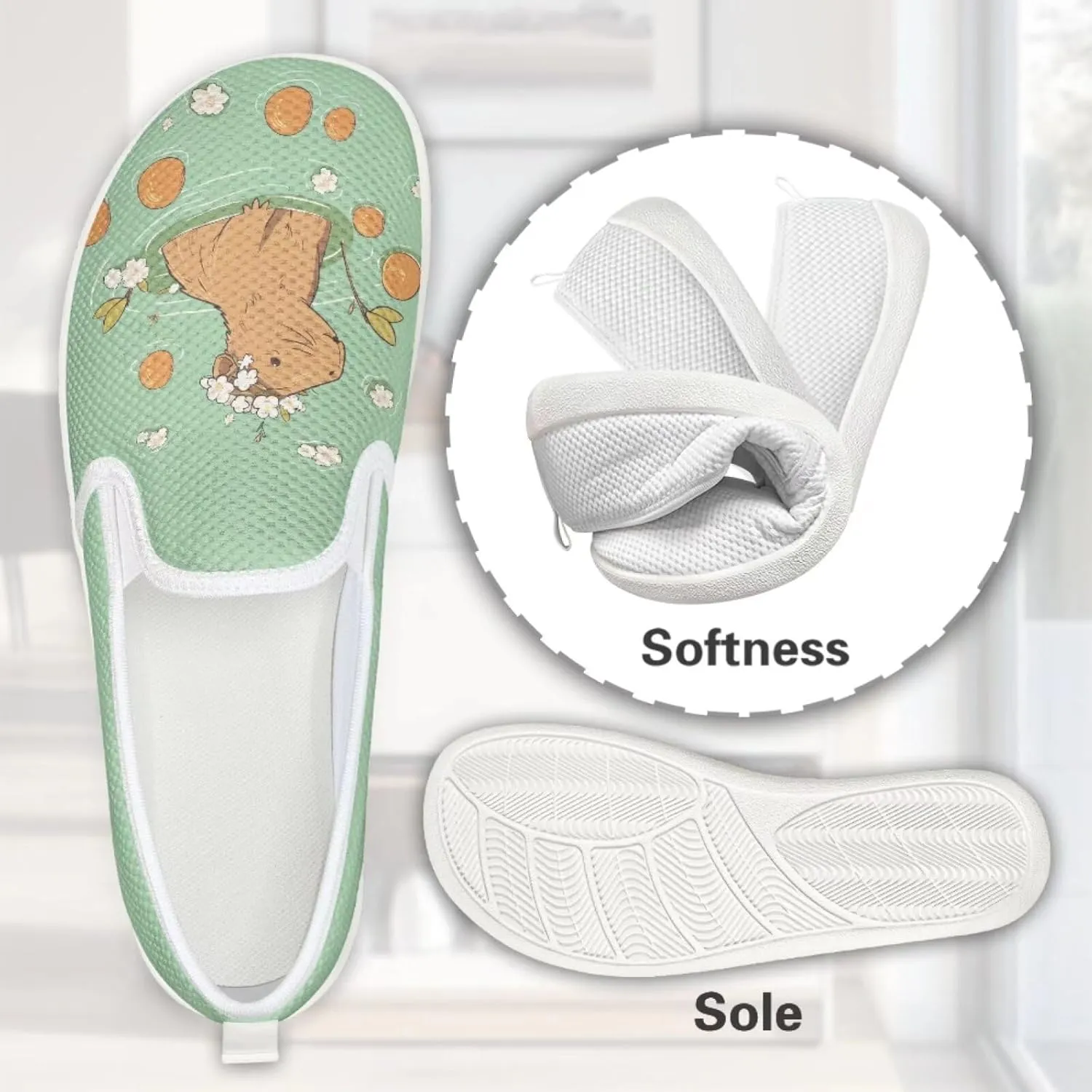 Cute Capybara Otter Print Work Shoes Flat Tennis Business Walking Loafer Outdoor Sneaker for Women