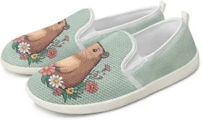 Cute Capybara Otter Print Work Shoes Flat Tennis Business Walking Loafer Outdoor Sneaker for Women