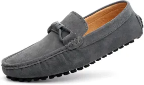 Mens Loafers Round Toe Driving Loafers Suede Vamp Comfortable Flat Heel Flexible Fashion Prom Slip-ons