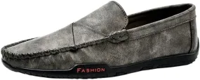 Mens Loafers Shoe PU Round Toe Stitching Details Breathable Flat Heel Comfortable Flexible Lightweight Walking Driving Slip-ons