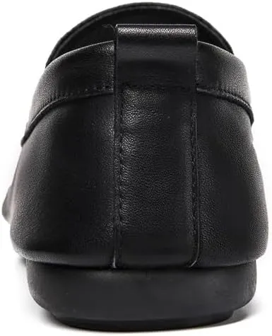 Mens Loafers Shoe Round Toe Leather Apron Toe Driving Loafers Anti-Slip Flexible Flat Heel Walking Slip-ons