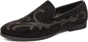 Mens Loafers Shoe Shiny Prom Loafer Shoes PU Leather Flexible Flat Heel Slip Resistant Party Slip-ons
