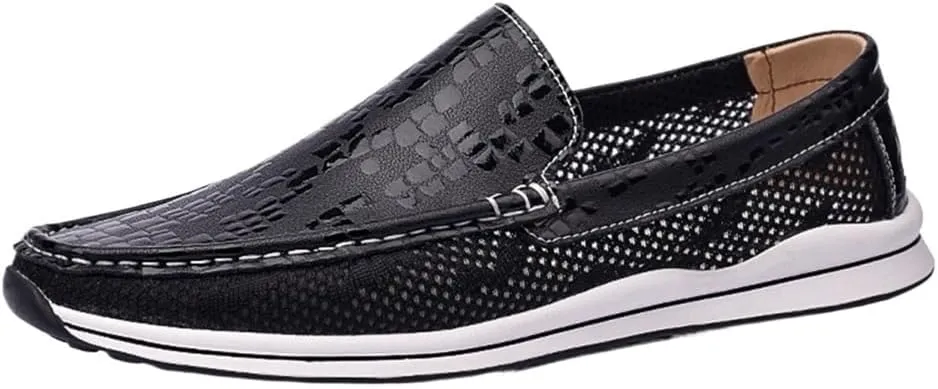 Men's Loafers Shoes Round Toe Breathable Lightweight Flexible Comfortable Walking Slip-ons for Traveling Driving Office and Work