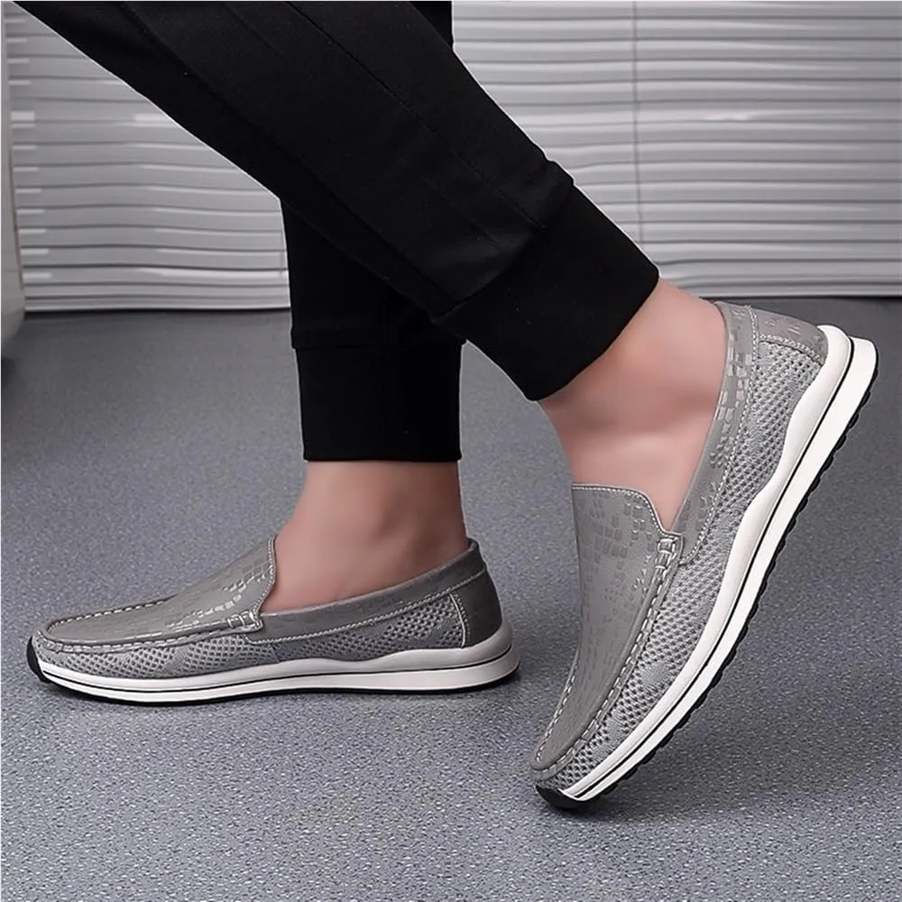 Men's Loafers Shoes Round Toe Breathable Lightweight Flexible Comfortable Walking Slip-ons for Traveling Driving Office and Work