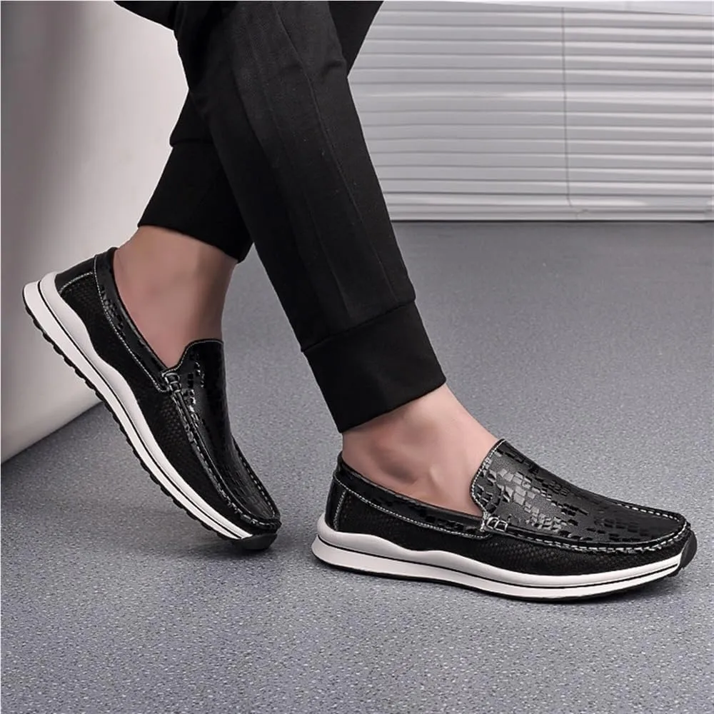 Men's Loafers Shoes Round Toe Breathable Lightweight Flexible Comfortable Walking Slip-ons for Traveling Driving Office and Work