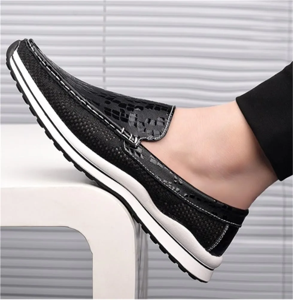 Men's Loafers Shoes Round Toe Breathable Lightweight Flexible Comfortable Walking Slip-ons for Traveling Driving Office and Work