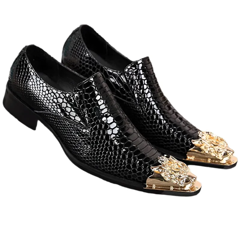 Men's Luxury Genuine Leather Loafers - Black Dress Shoes for Business, Casual, Wedding, and Elegant Events.