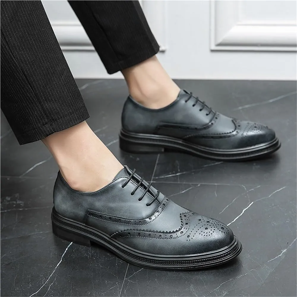 Mens Oxford Dress Shoes Brogue Lace Up Business Formal Tuxedo Wedding Party Office Uniform Classic Comfortable