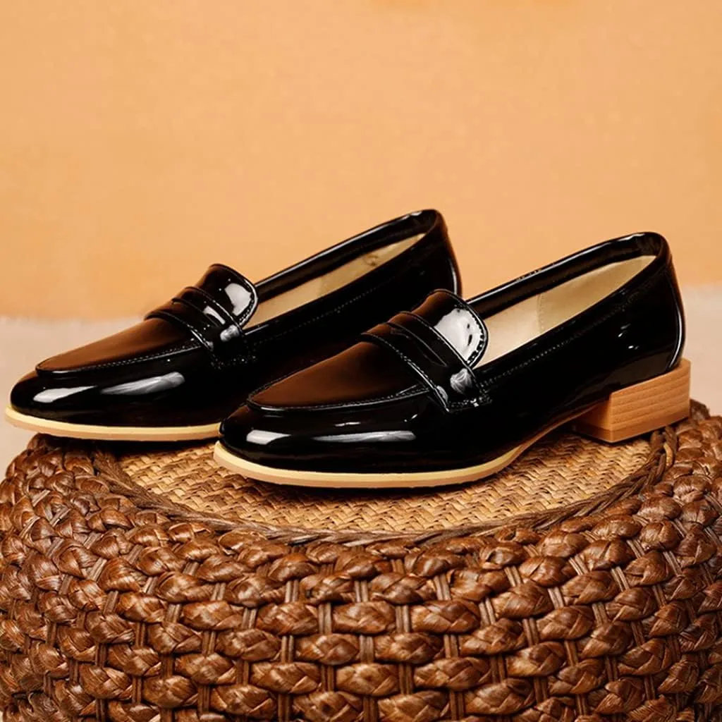 MIOKE Women's Casual Flat Low Heel Oxfords Shoes Slip On Wingtip Vintage Classic Western Oxford Brogues