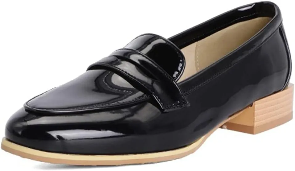 MIOKE Women's Casual Flat Low Heel Oxfords Shoes Slip On Wingtip Vintage Classic Western Oxford Brogues