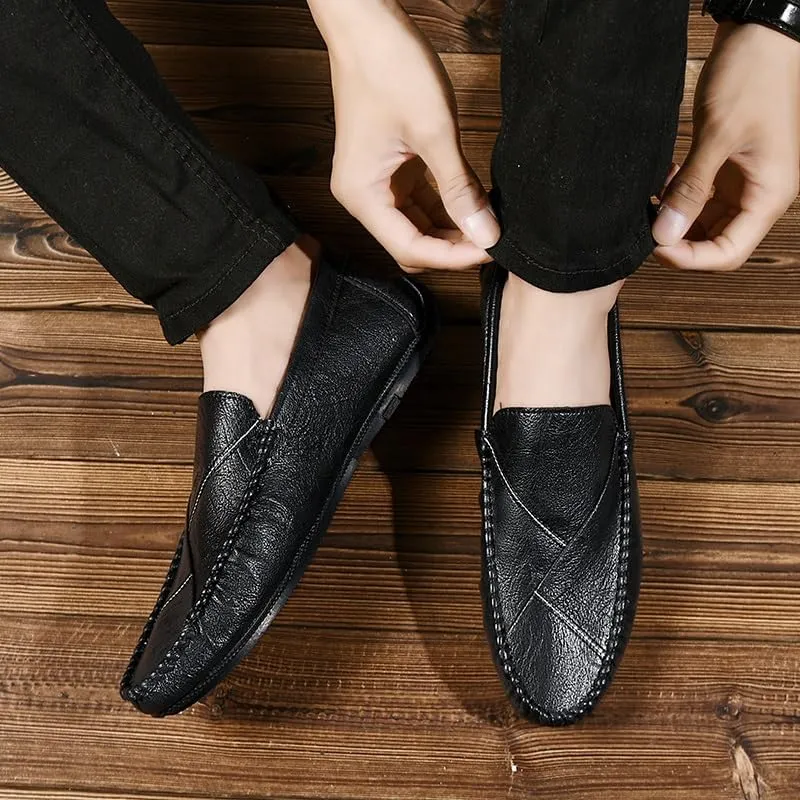 New Mens Loafers Shoe Round Toe Vegan Leather Driving Style Loafer Flexible Comfortable Anti-Slip Outdoor Classic Slip-ons