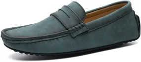 New Men's Loafers Shoes Square Toe PU Leather Driving Penny Loafers Flat Heel Flexible Comfortable Prom Wedding Slip-ons