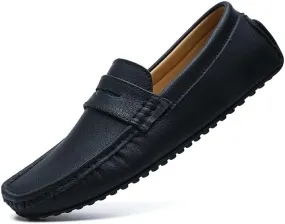 New Men's Loafers Shoes Square Toe PU Leather Driving Penny Loafers Flat Heel Flexible Comfortable Prom Wedding Slip-ons