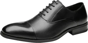 Shoes Dress Oxford for Men Lace Up Cap Toe Breathable Round Toe Genuine Leather Resistant Non Slip Low Top Rubber Sole Prom (Color : Black, Size : 11)