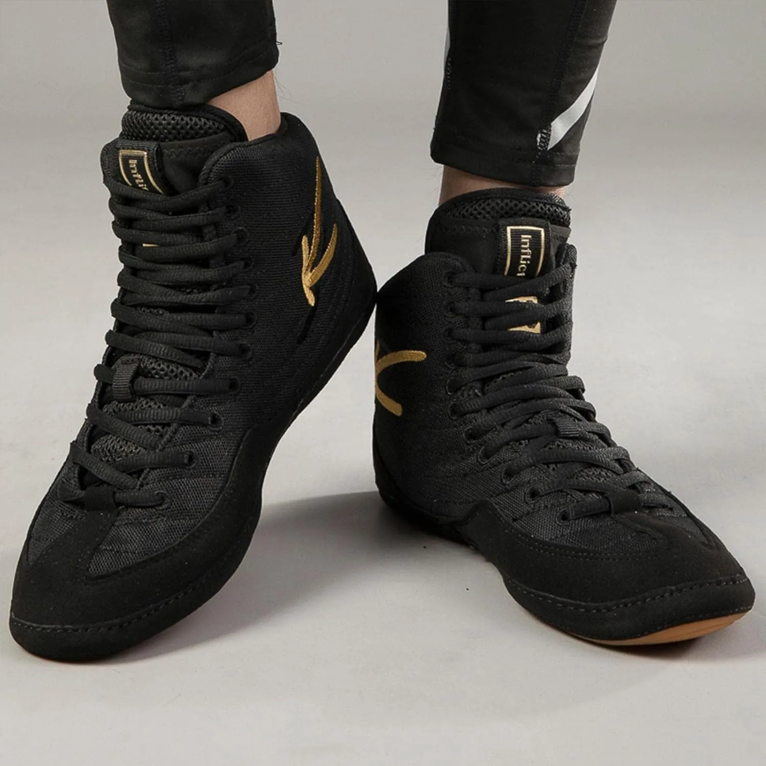 TECDOTO Men's Boxing Shoes Wrestling Shoes, Boxer Trainers Shoes, Lightweight Mesh Bodybuilding Weightlifting MMA Shoes Anti-Slip Rubber Sole Sneakers,Black-8