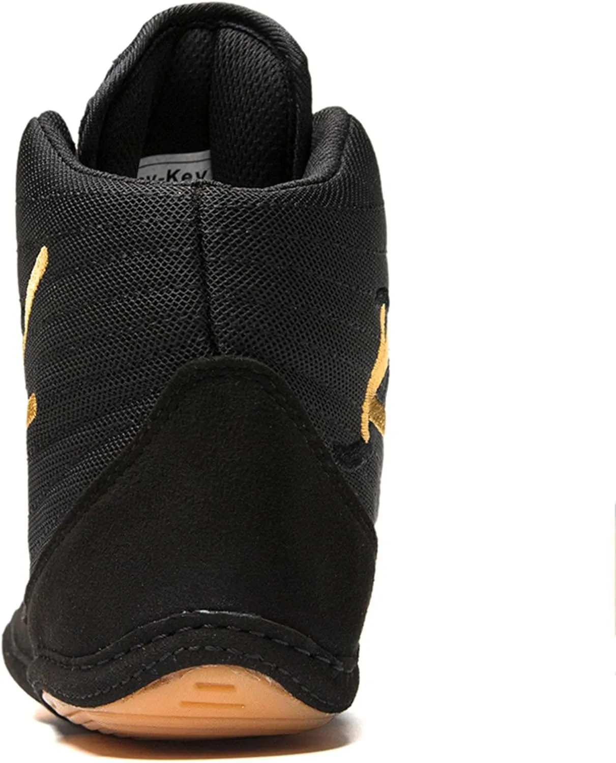 TECDOTO Men's Boxing Shoes Wrestling Shoes, Boxer Trainers Shoes, Lightweight Mesh Bodybuilding Weightlifting MMA Shoes Anti-Slip Rubber Sole Sneakers,Black-8