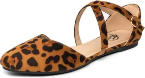 Trary Women's Flats, Black Wide Width Dress Shoes, Ankle Strap Closed Toe Ballet Flats