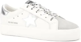 Vintage Havana Womens Epic Metallic Platform Lace Up Sneakers Shoes Casual - White