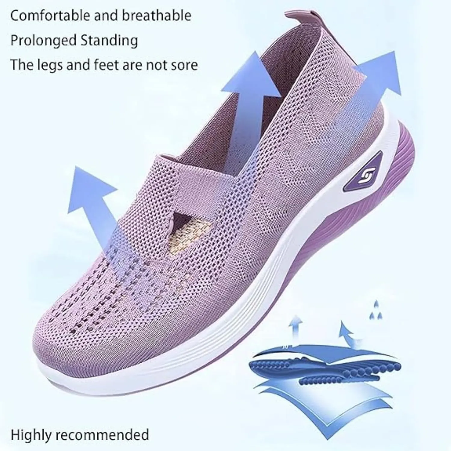 Walking Shoes Women Comfort Sock Sneakers Slip On Breathable Mesh Trainers Comfortable Casual Athletic Running Jogging Shoes