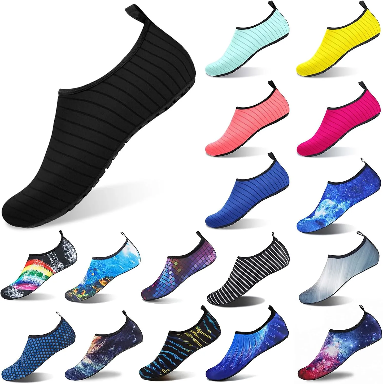 Water Shoes for Women Men Quick Dry Beach Shoe Aqua Socks Lightweight Casual Breathable Yoga Footwear Comfy Soft Swim Slip On Barefoot Pool Boating Camping Workout Sneakers Exercise Outdoor Unisex