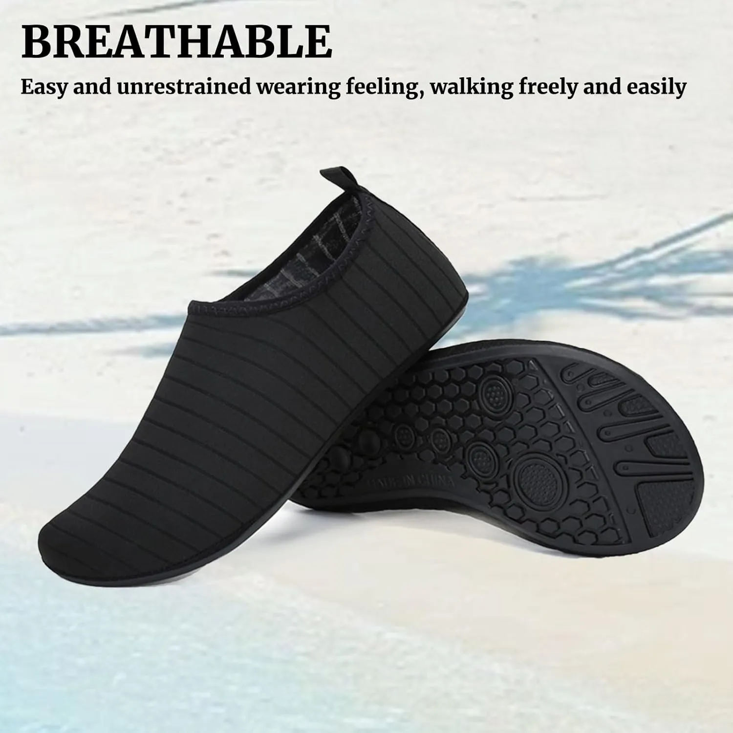 Water Shoes for Women Men Quick Dry Beach Shoe Aqua Socks Lightweight Casual Breathable Yoga Footwear Comfy Soft Swim Slip On Barefoot Pool Boating Camping Workout Sneakers Exercise Outdoor Unisex