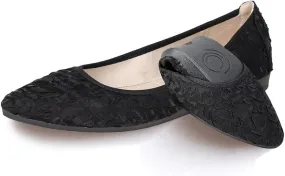 Women's Ballet Flats Foldable Casual Sparkly Rhinestone Wedding Comfort Slip on Walking Flat Shoes Ballerina Shoes