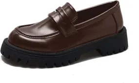 Womens Casual Chunky Loafers Dressy Work Shoe Platform Slip On Shoe Dress Business Shoes Comfortable Office Shoes