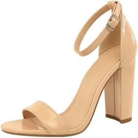 Women's High Chunky Heel Buckle Ankle Strap Sandals Chunky Block High Heel Sexy Dress Formal Party Sandal