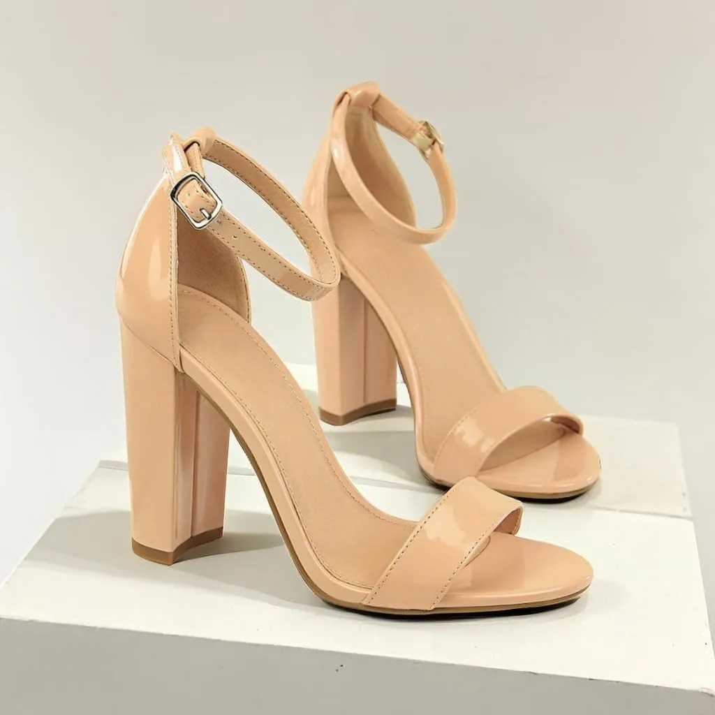 Women's High Chunky Heel Buckle Ankle Strap Sandals Chunky Block High Heel Sexy Dress Formal Party Sandal