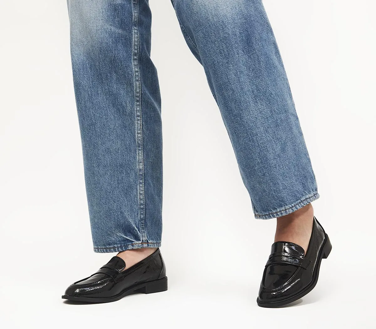 Womens Office Flaming Penny Loafers Black Patent
