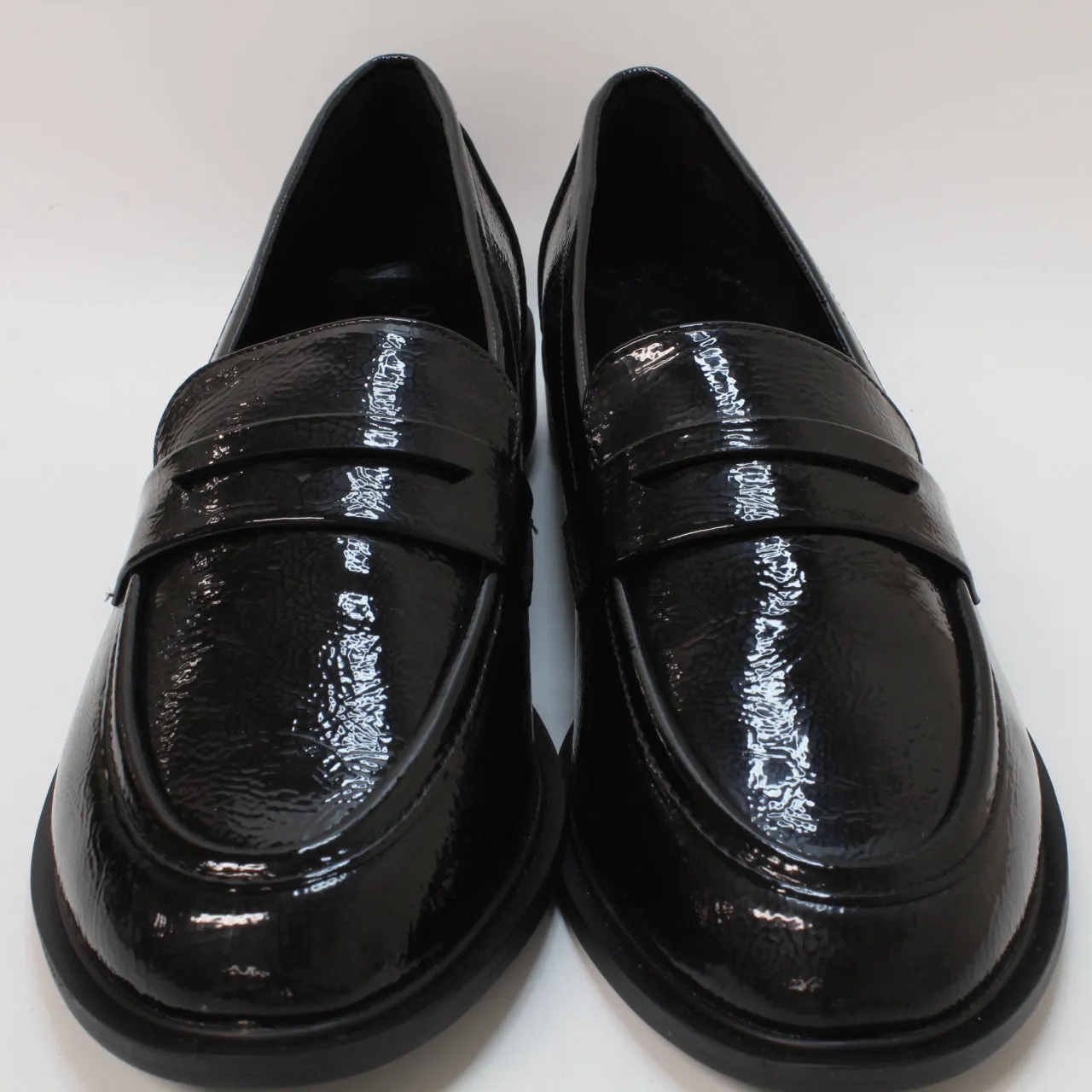 Womens Office Flaming Penny Loafers Black Patent