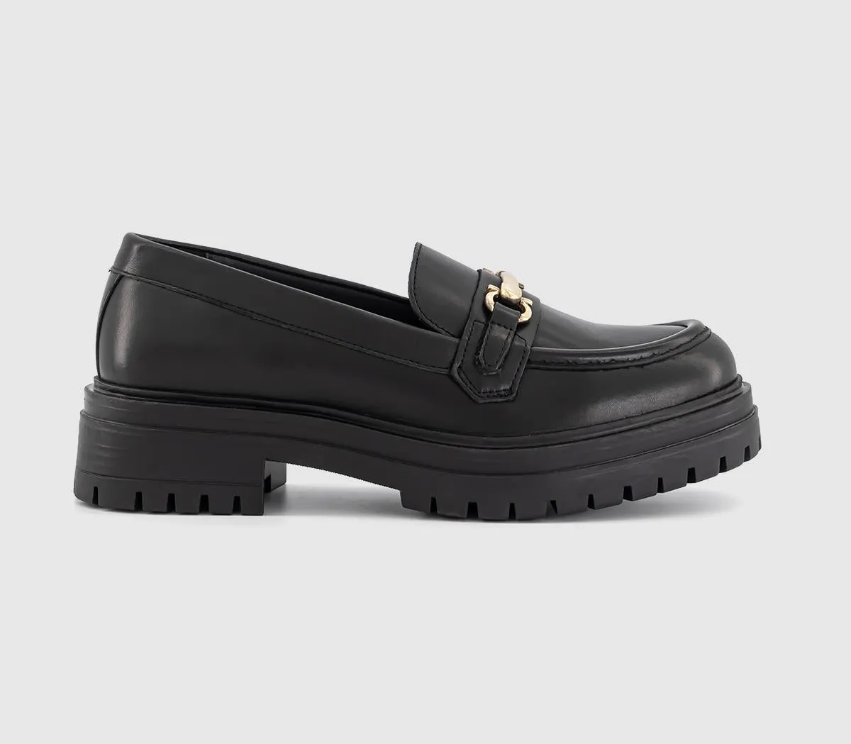 Womens OFFICE Franklin Chunky Snaffle Loafers Black Leather