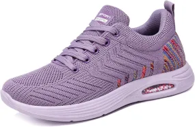 Womens Sneakers Running Shoes Anti-Slip Wear-Resistant Lacing Rounded Toe Mesh Breathable Walking Trainers